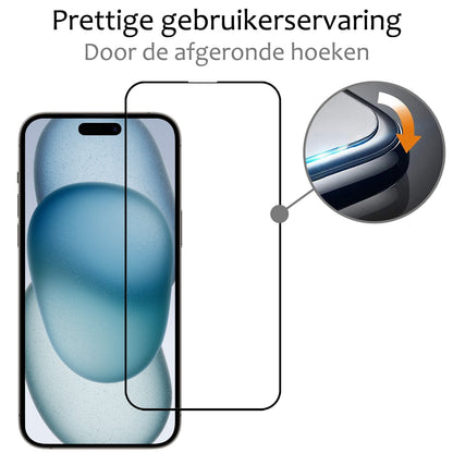 Fullscreen screenprotector van gehard glas voor iPhone 15 Plus