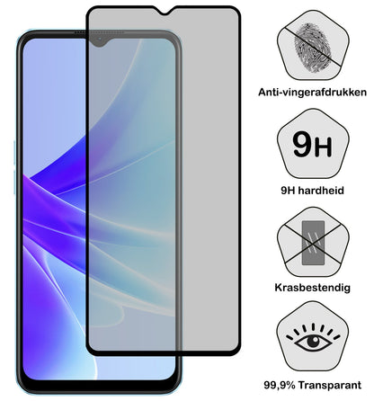 Gehard glazen privacy screenprotector voor OPPO A17