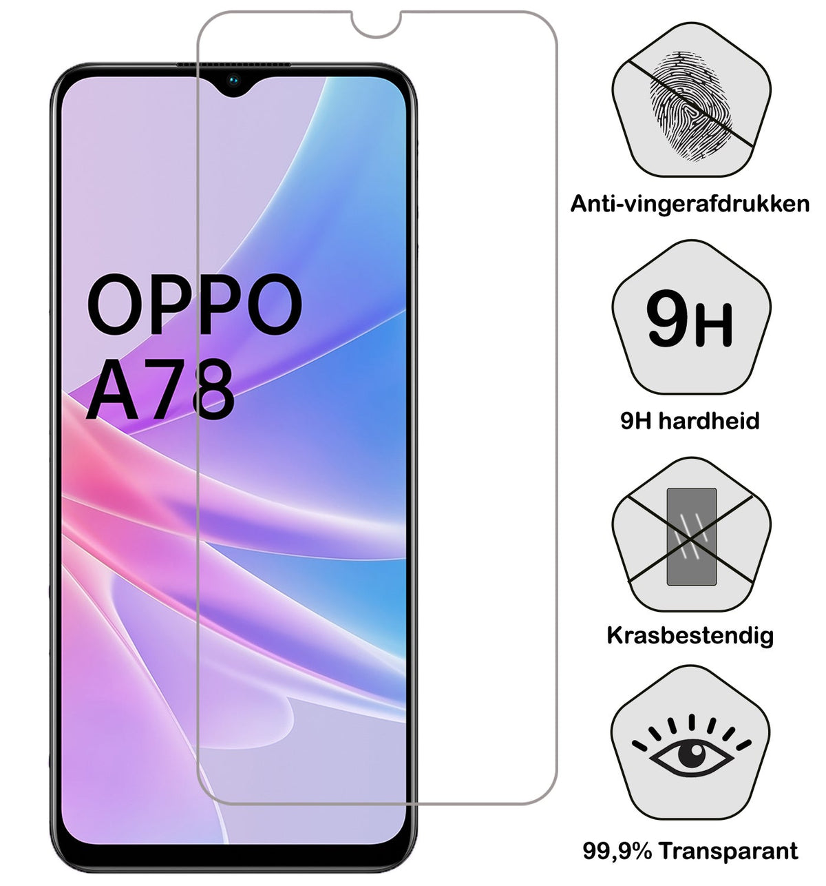 Screenprotector van gehard glas voor OPPO A78 5G