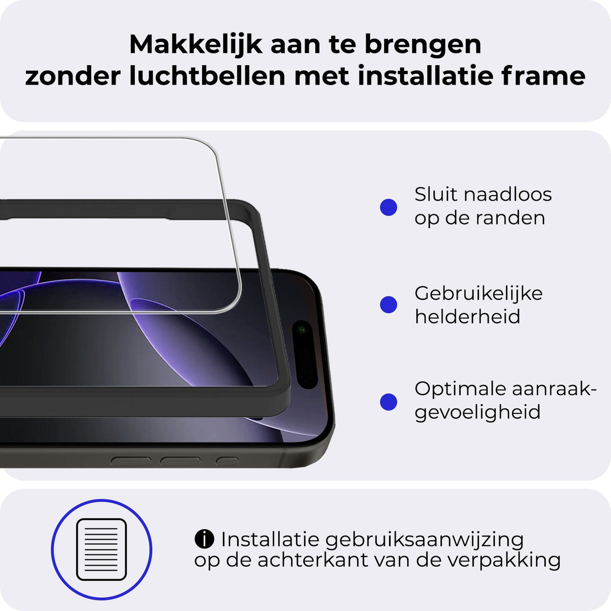 Gehard glazen screenprotector voor iPhone 16 Pro Max met installatieframe