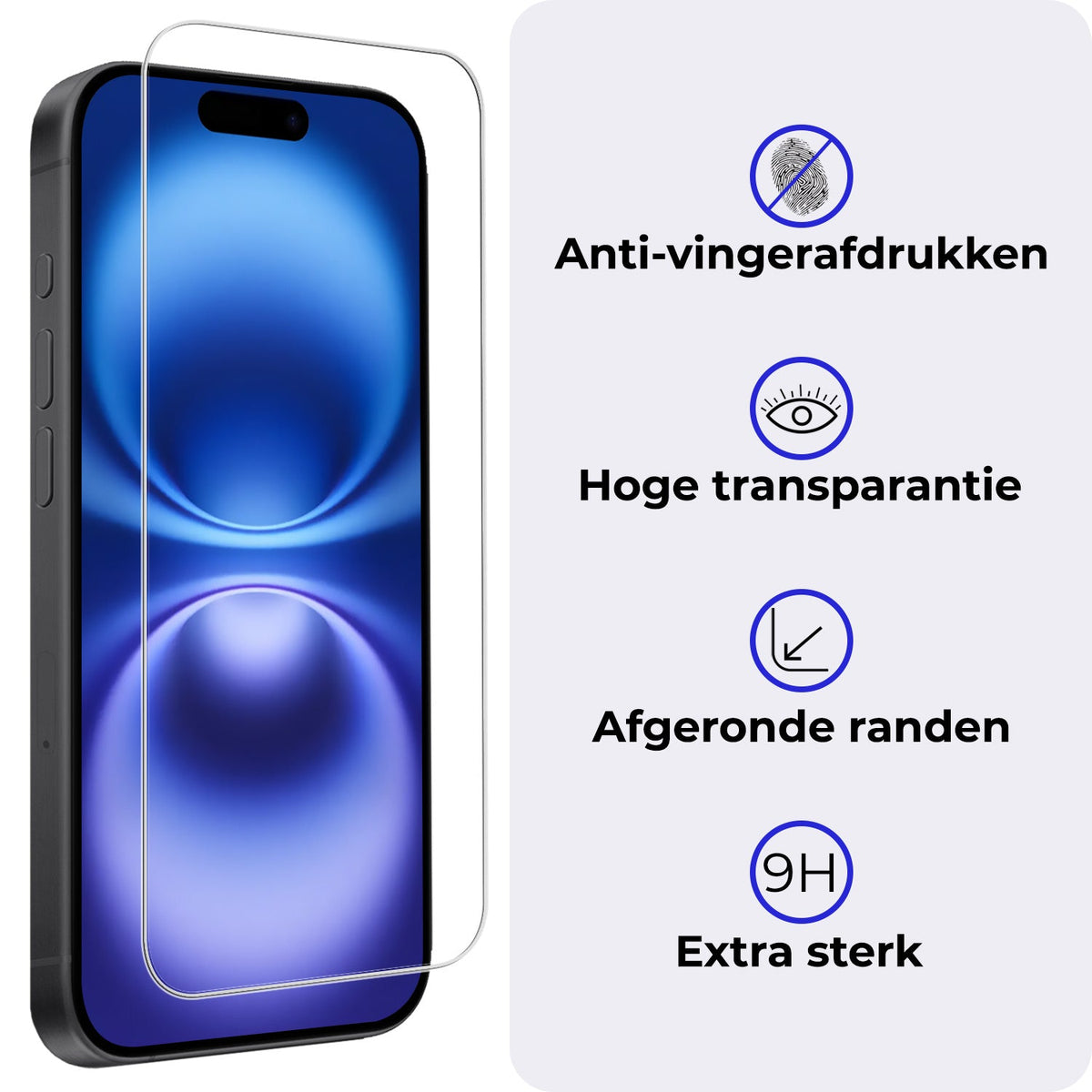 Gehard glazen screenprotector voor iPhone 16 Plus met volledige dekking
