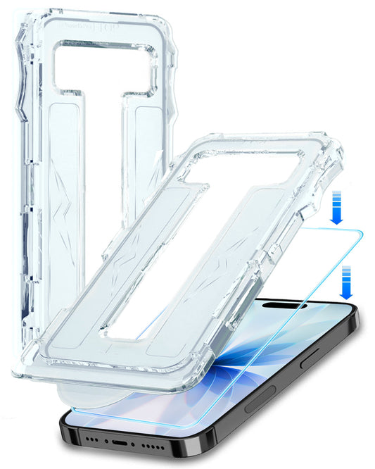 Flexibele glazen screenprotector met installatieframe voor iPhone 17