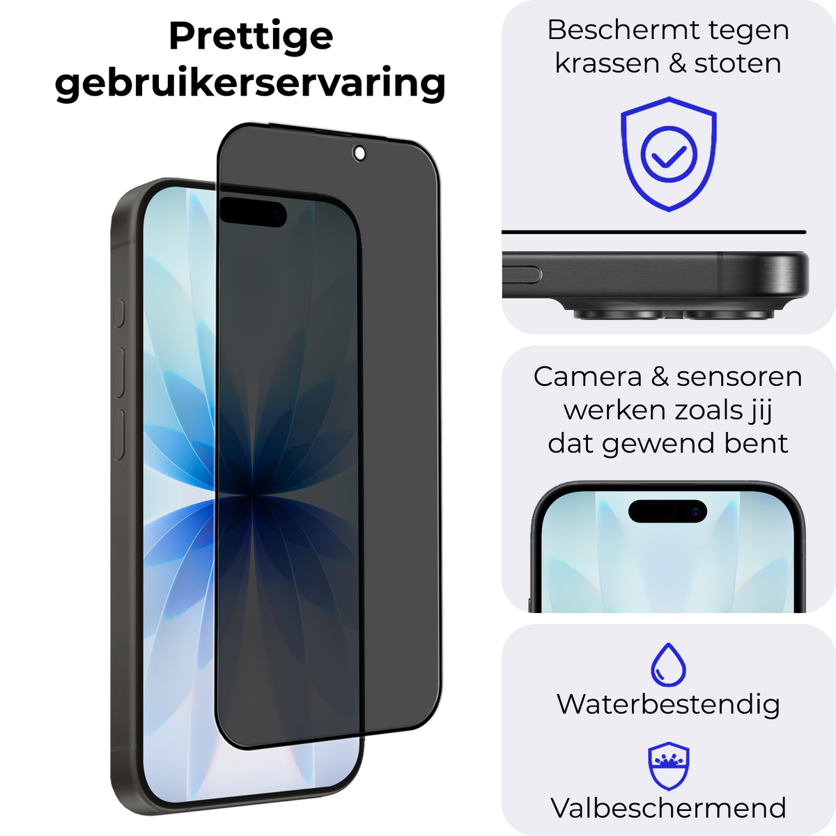 Gehard glazen privacy screenprotector voor iPhone 17