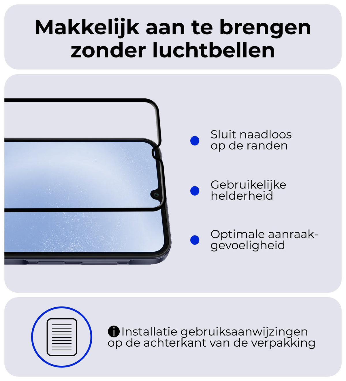 Screenprotector van gehard glas met zwarte randen voor Samsung A25