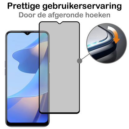 Gehard glazen privacy screenprotector voor OPPO A16s