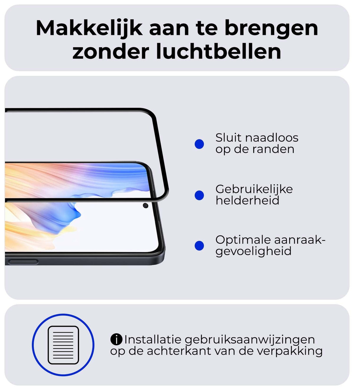 Full screen screenprotector van gehard glas voor OPPO A98