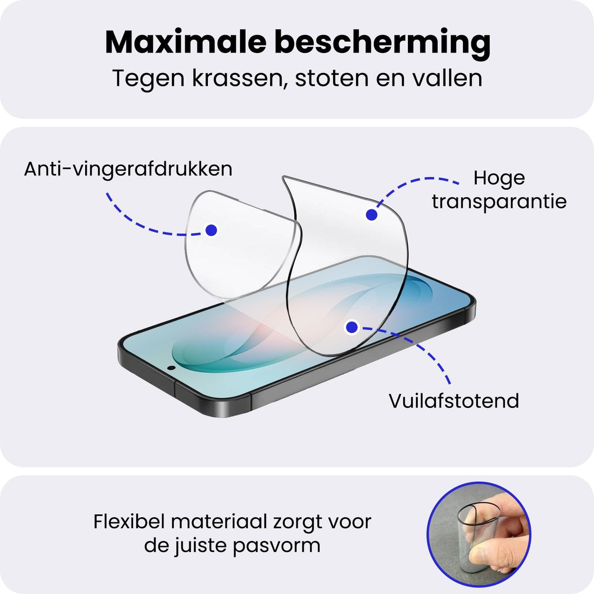 Flexibele glazen screenprotector met installatieframe voor Samsung S26