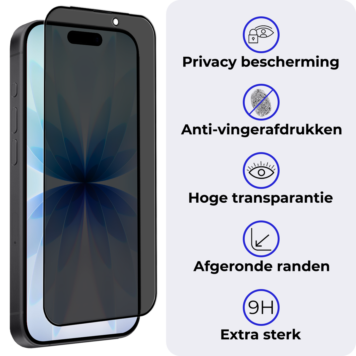 Gehard glazen privacy screenprotector voor iPhone 17