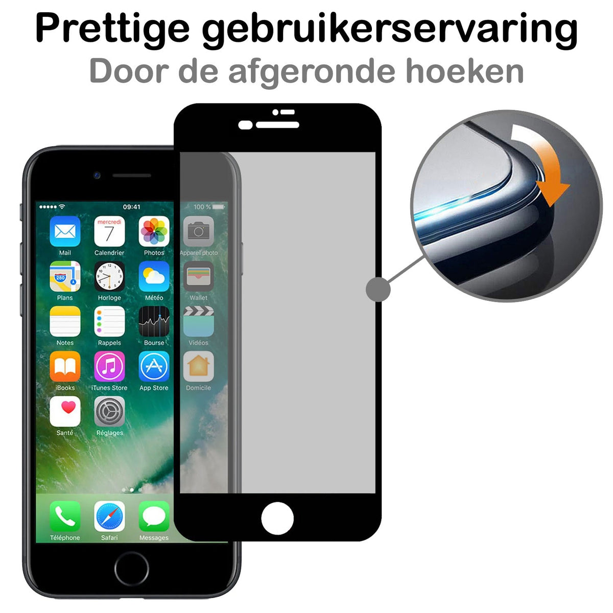 Gehard glazen privacy screenprotector voor iPhone 7