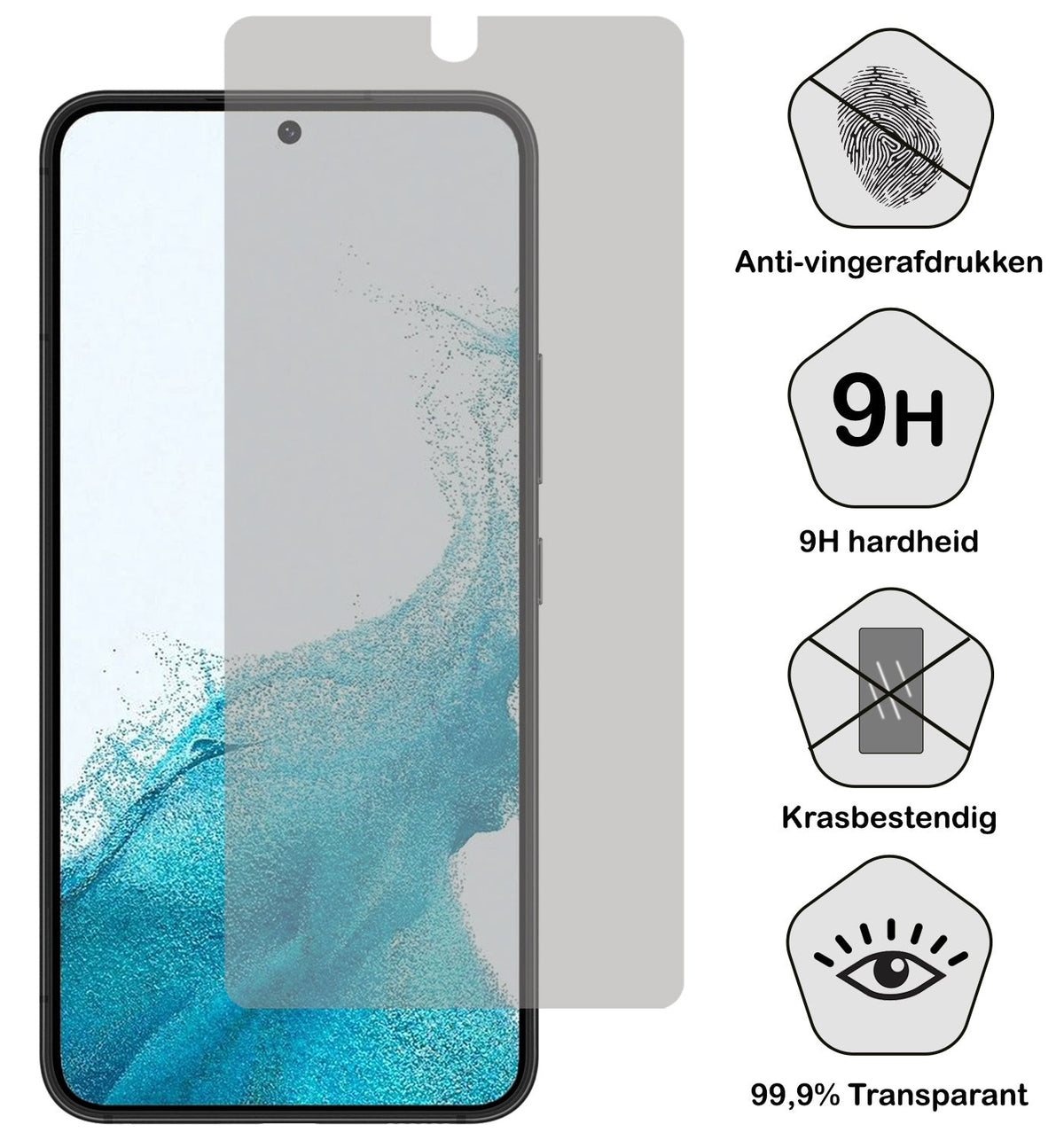 Privacy screenprotector van gehard glas voor Samsung S22