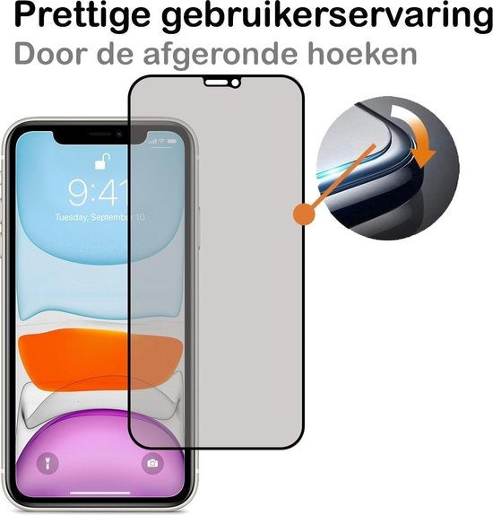 Privacy screenprotector van gehard glas voor iPhone XR