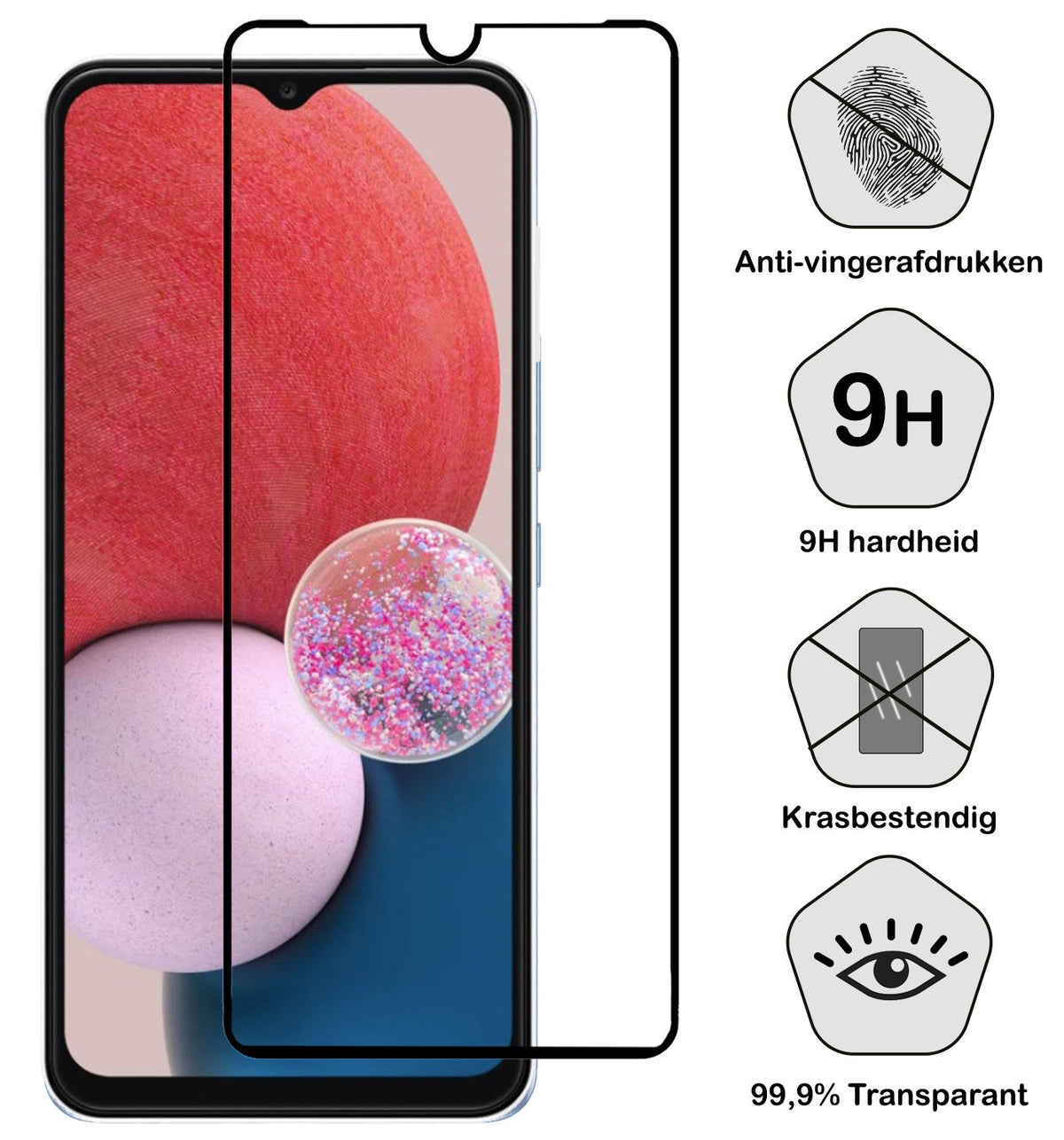 Screenprotector van gehard glas met zwarte randen