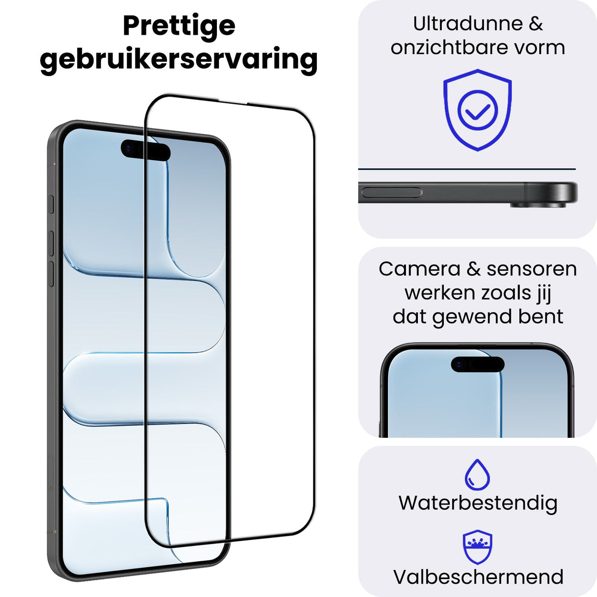 Flexibele glazen screenprotector met installatieframe voor iPhone Air