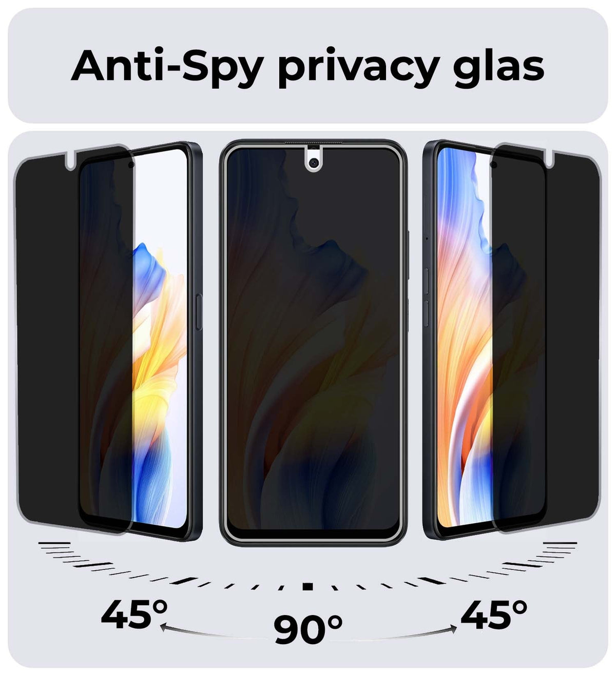 Privacy screenprotector van gehard glas voor OPPO A98