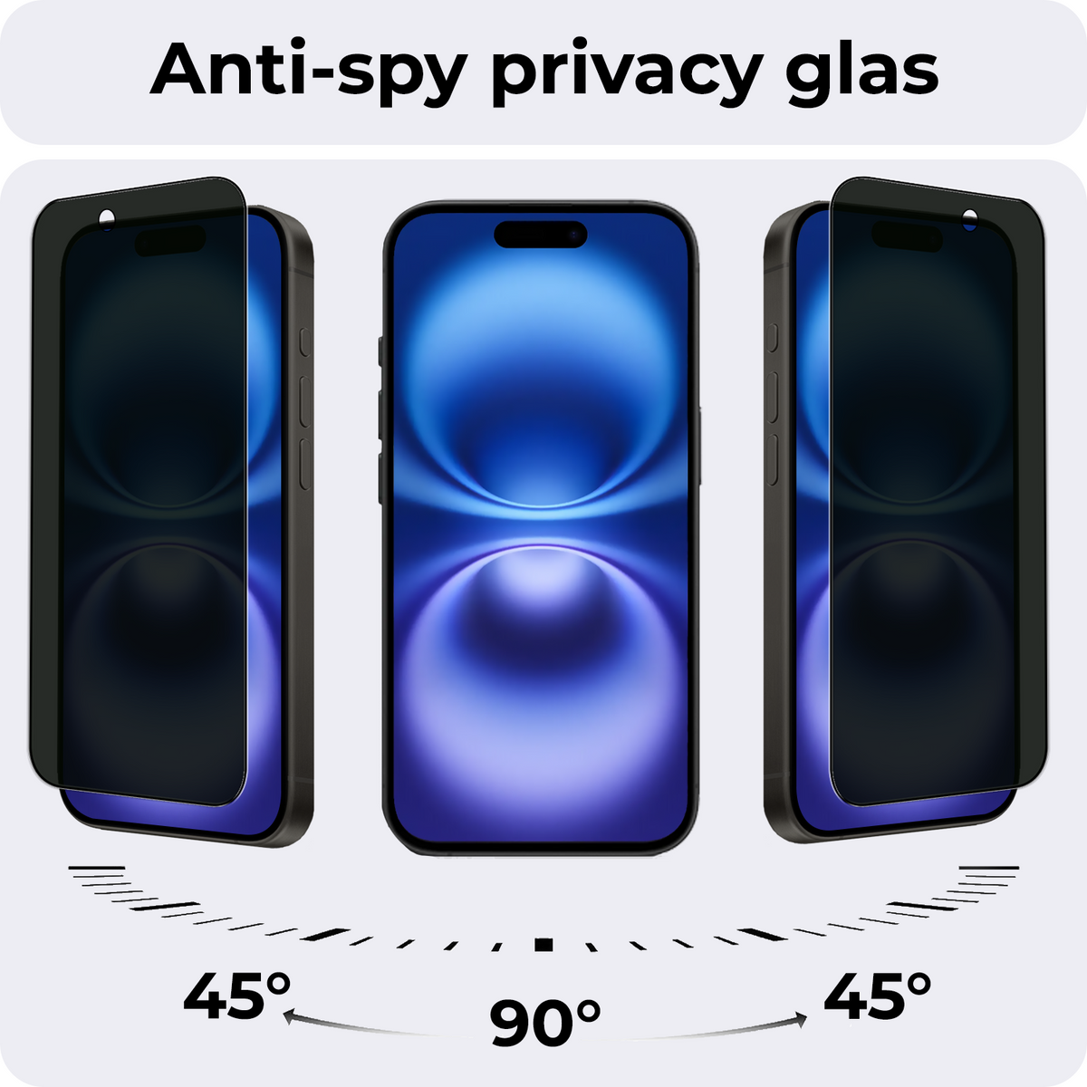 Screenprotector van gehard glas met privacyfilter voor iPhone 16
