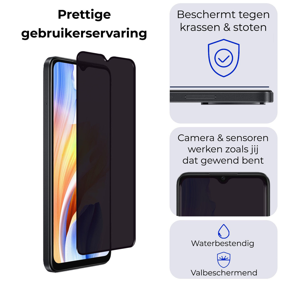 Screenprotector van gehard glas met privacyfilter voor OPPO A18