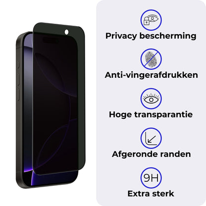 Gehard glazen screenprotector met privacyfilter voor iPhone 16 Pro Max