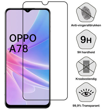 Gehard glazen screenprotector voor OPPO A78 5G met zwarte randen