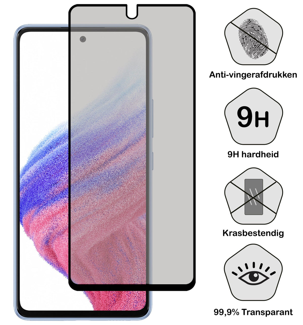 Screenprotector van gehard glas met privacyfilter