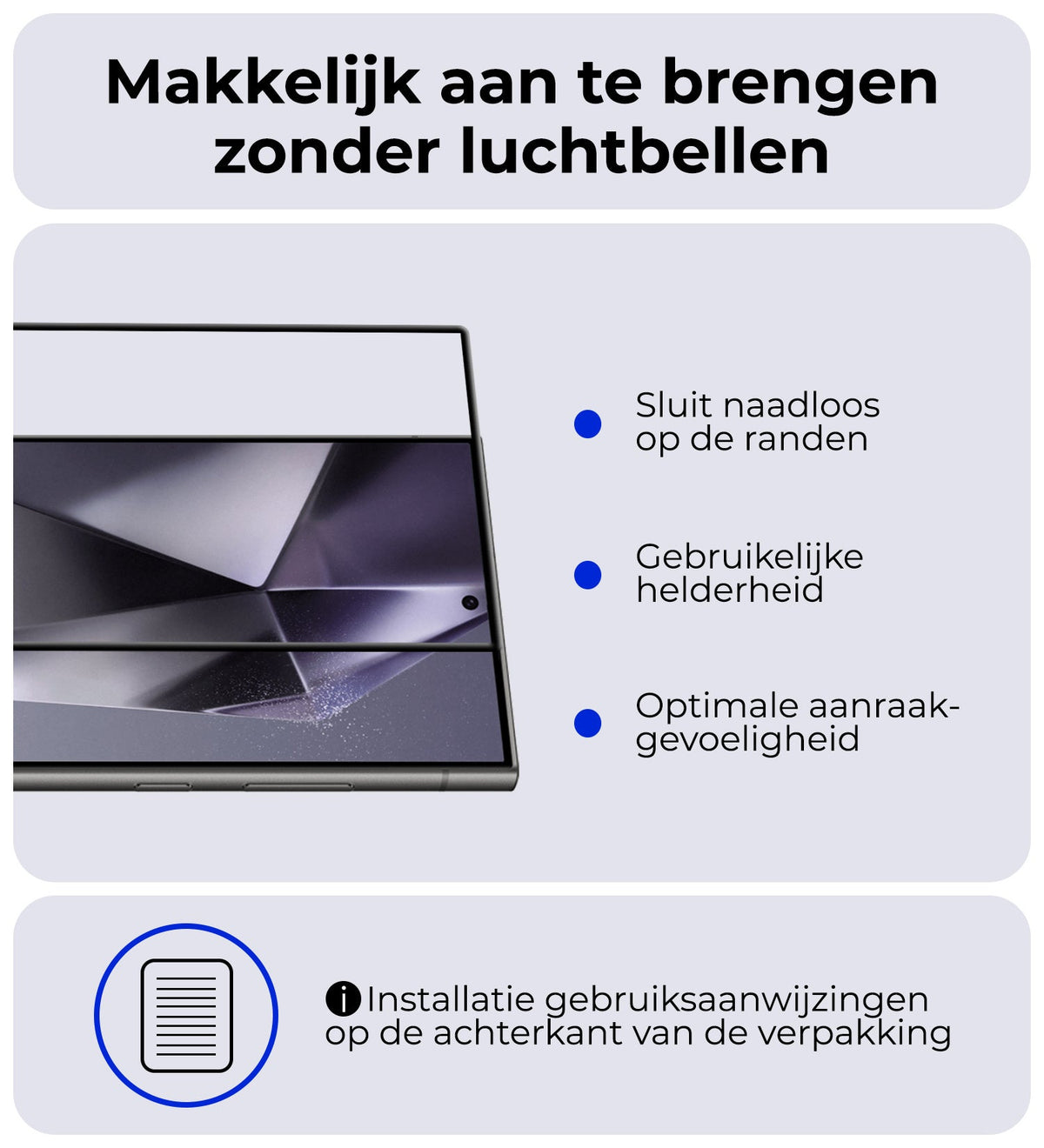 Screenprotector van gehard glas met zwarte randen
