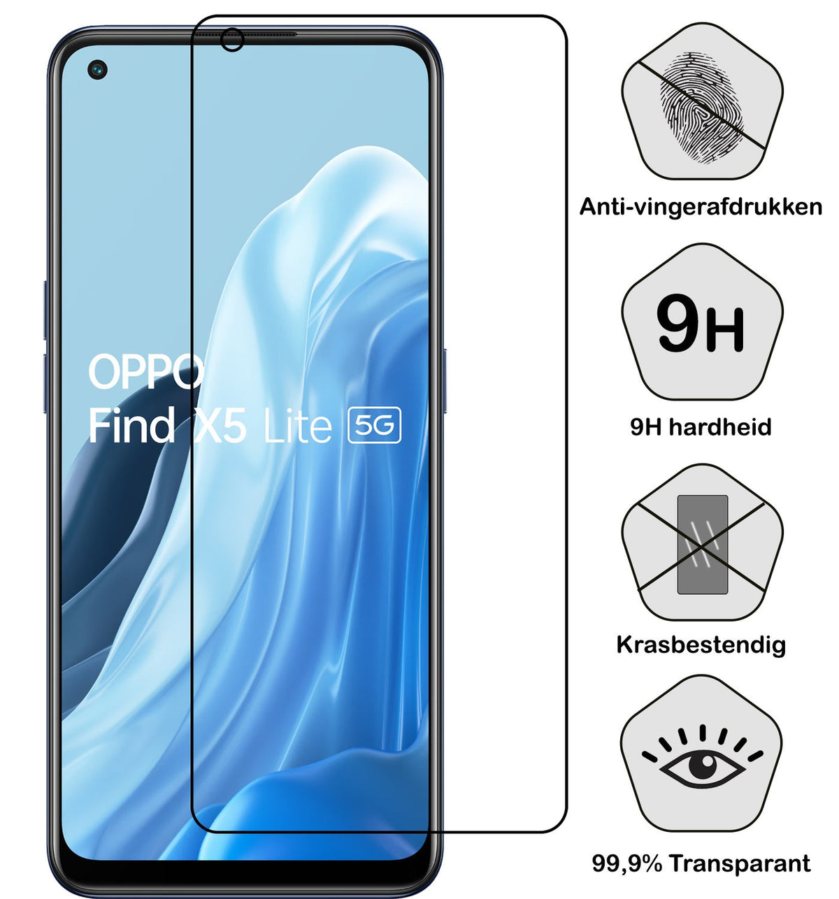 Gehard glazen screenprotector voor OPPO Find X5 Lite