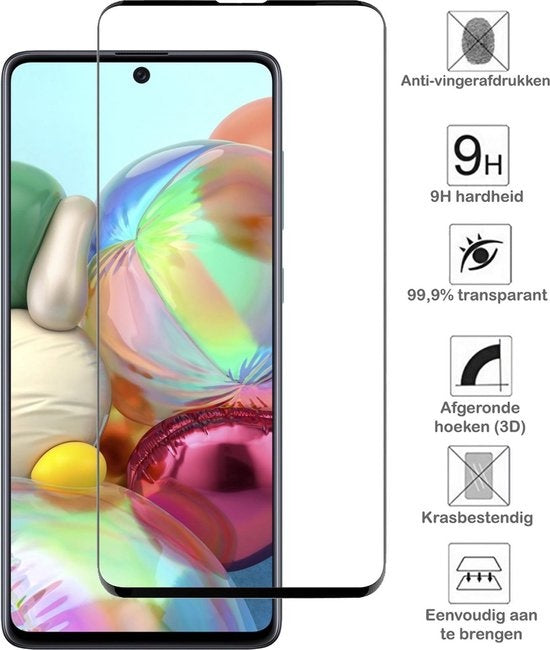 Screenprotector van gehard glas met zwarte randen voor Samsung A71