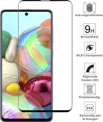 Screenprotector van gehard glas met zwarte randen voor Samsung A71