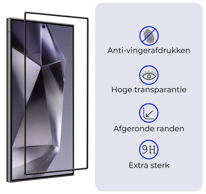 Screenprotector van gehard glas met zwarte randen