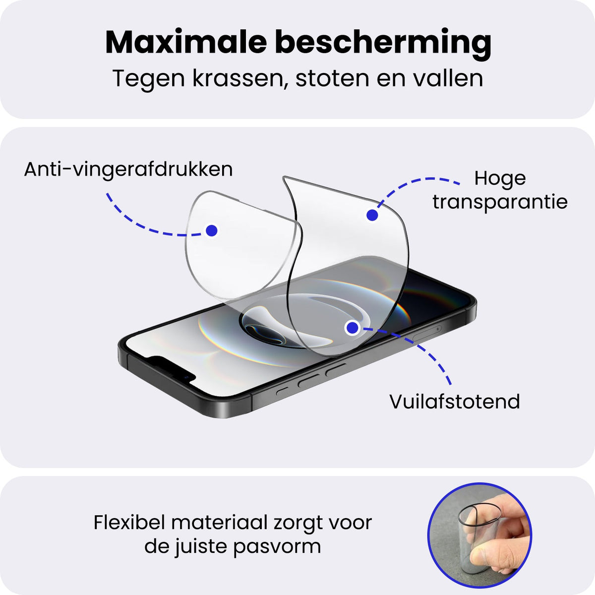 Flexibele glazen screenprotector met installatieframe voor iPhone 16e