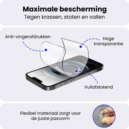 Flexibele glazen screenprotector met installatieframe voor iPhone 16e