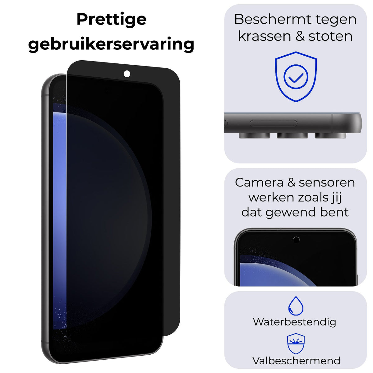 Gehard glazen screenprotector met privacy filter
