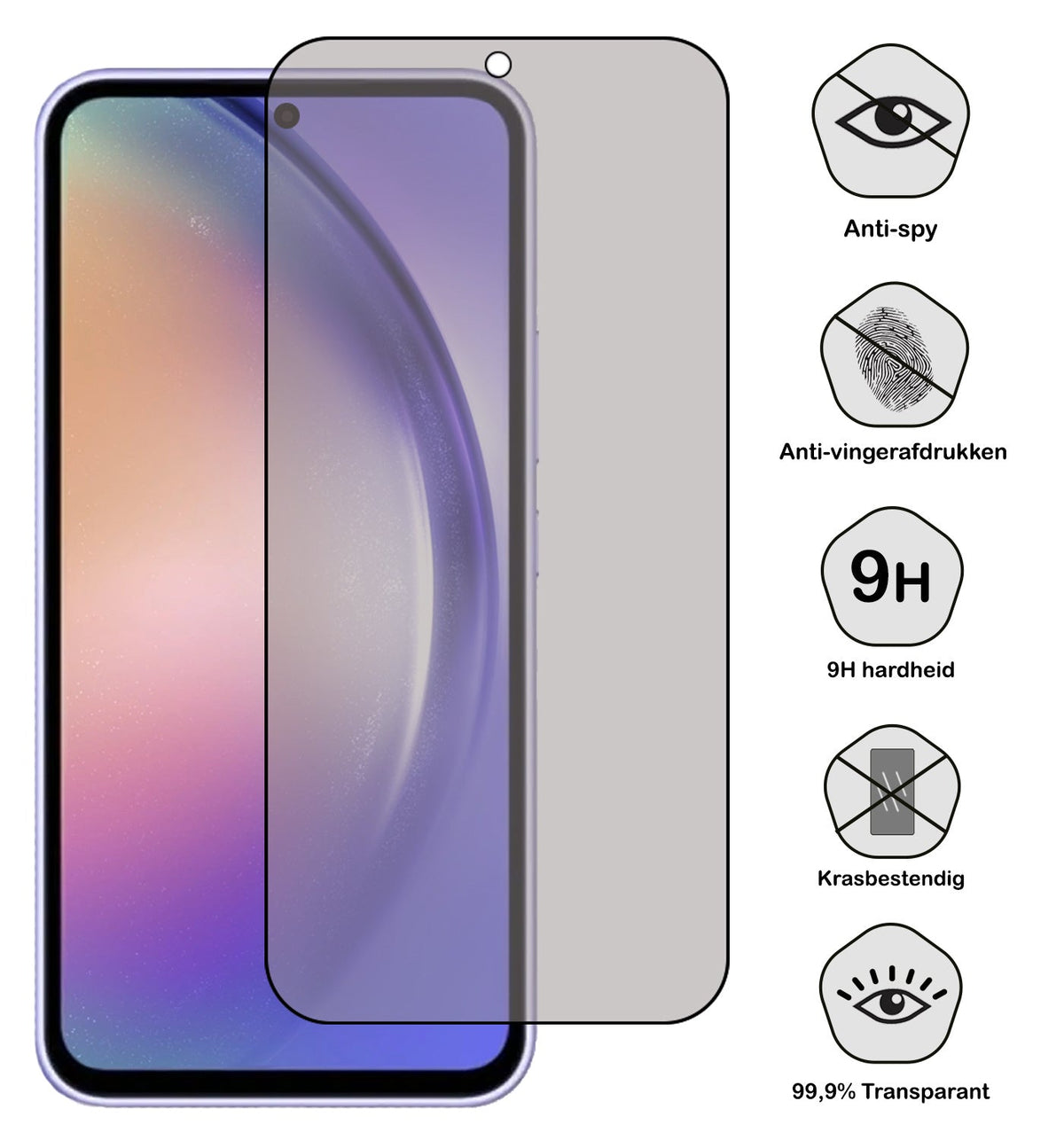 Gehard glas privacy screenprotector voor Samsung Galaxy A54