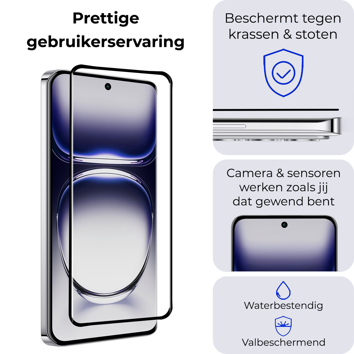 Gehard glazen screenprotector voor OPPO Reno 12 Pro met zwarte randen