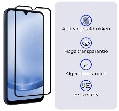 Screenprotector van gehard glas met zwarte randen voor Samsung A25