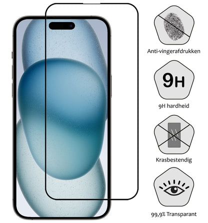 Fullscreen screenprotector van gehard glas voor iPhone 15 Plus