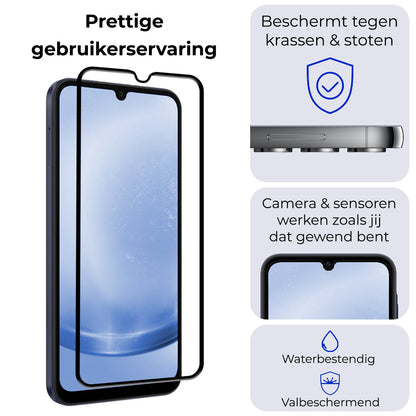 Screenprotector van gehard glas met zwarte randen voor Samsung A25