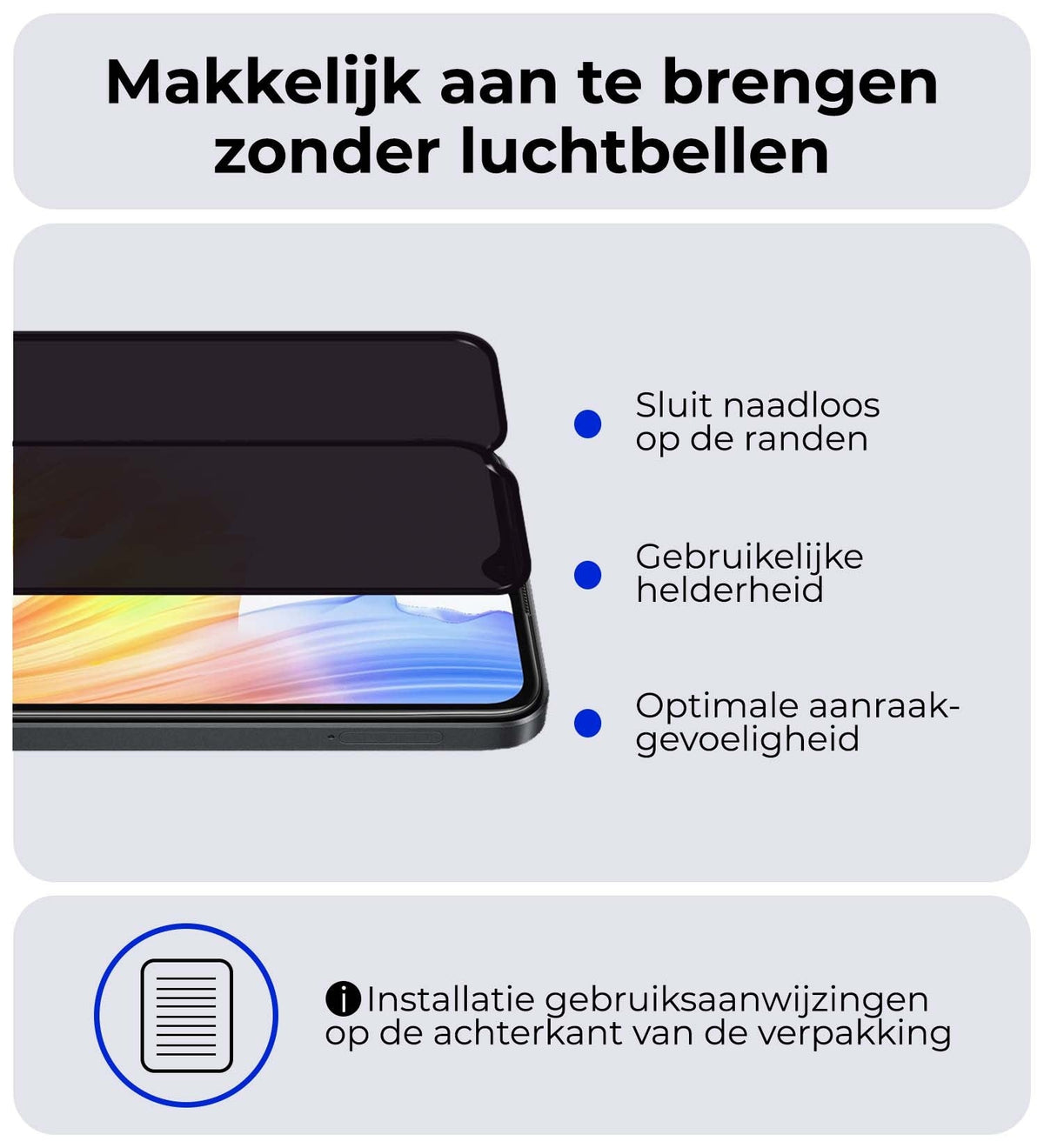 Gehard glazen privacy screenprotector voor OPPO A38