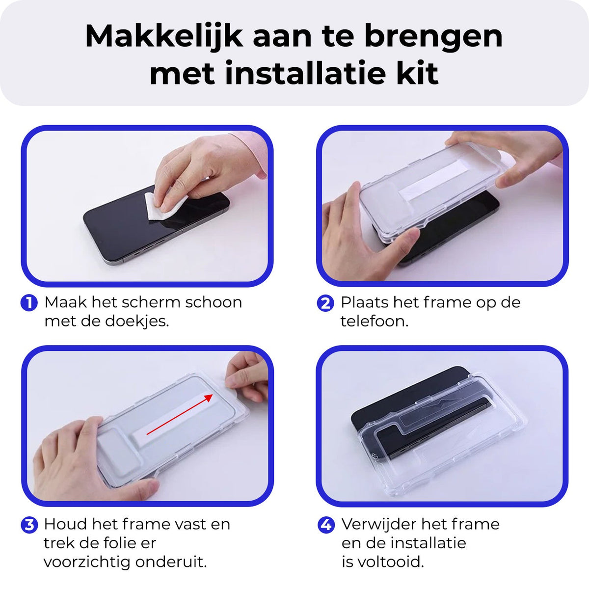 Flexibele glazen screenprotector met installatieframe voor iPhone 17