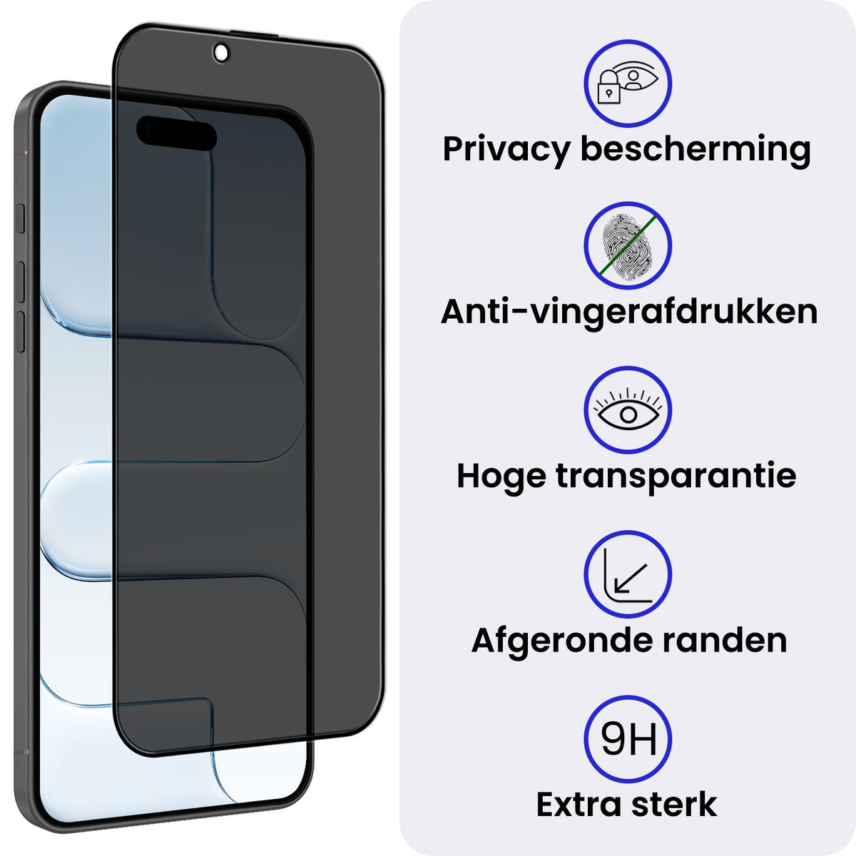 Glazen privacy screenprotector voor iPhone Air met inkijkfilter