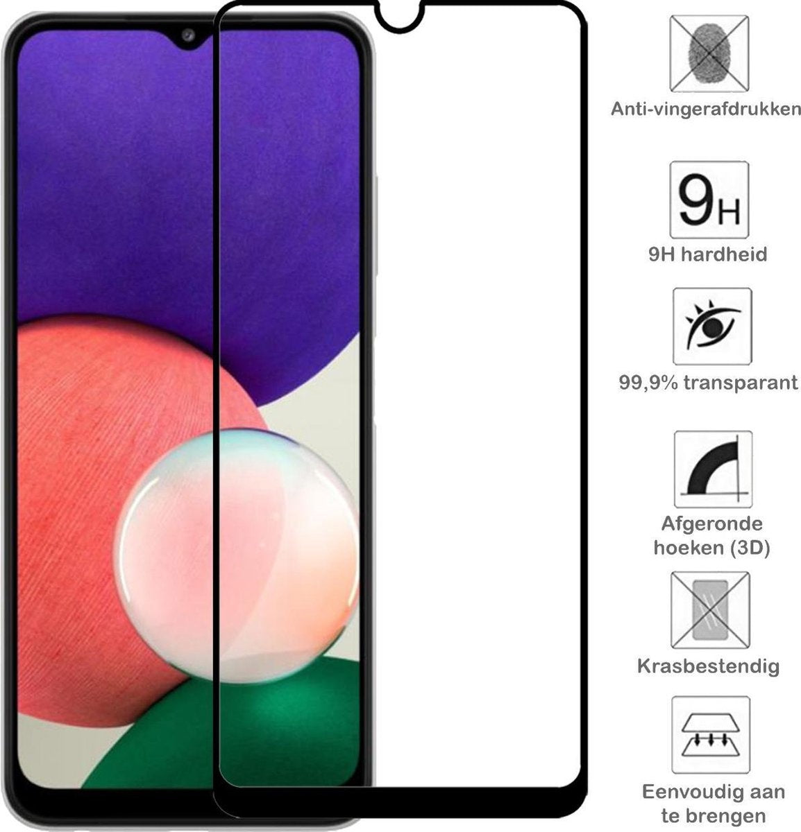Gehard glazen screenprotector met zwarte randen