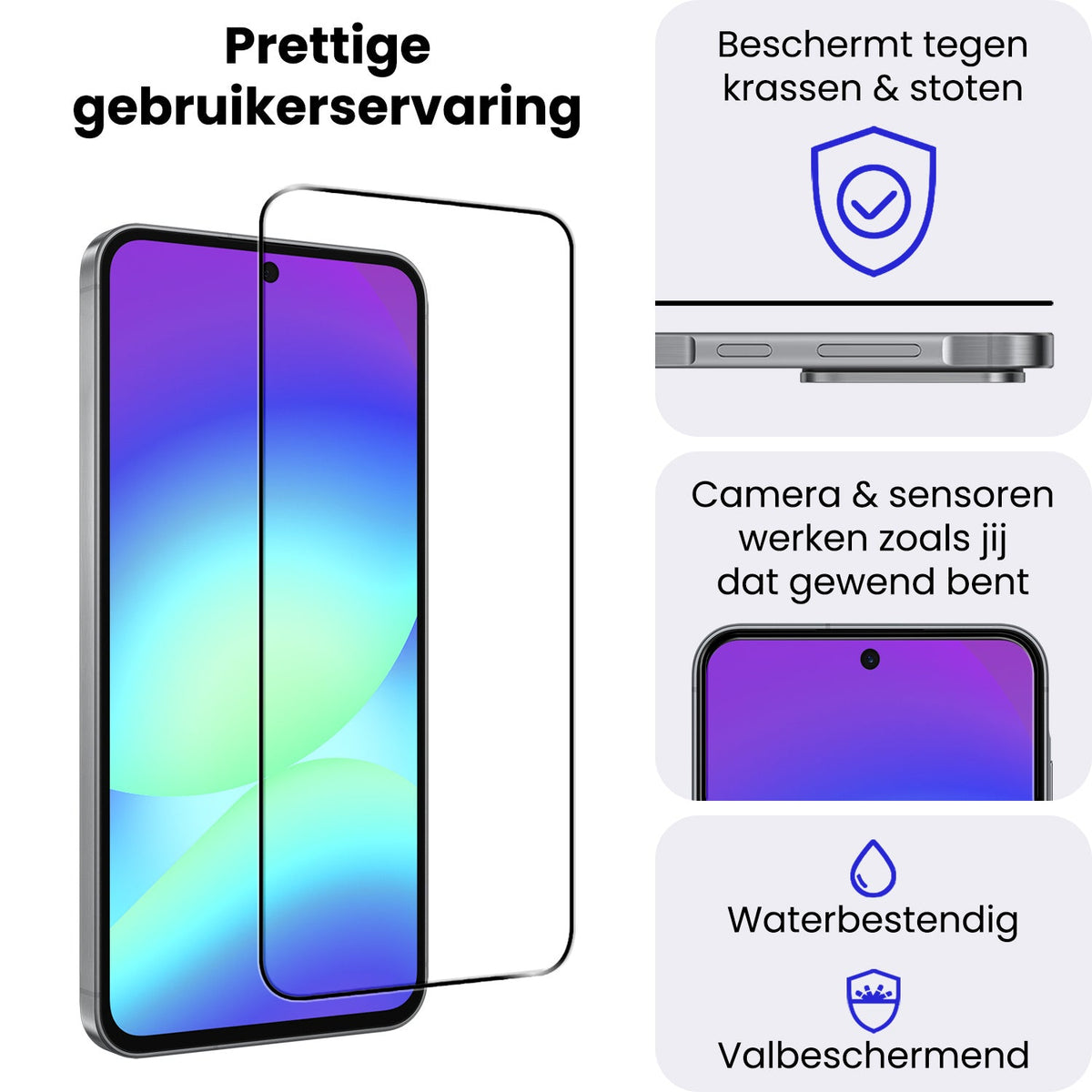 Screenprotector van gehard glas met zwarte randen