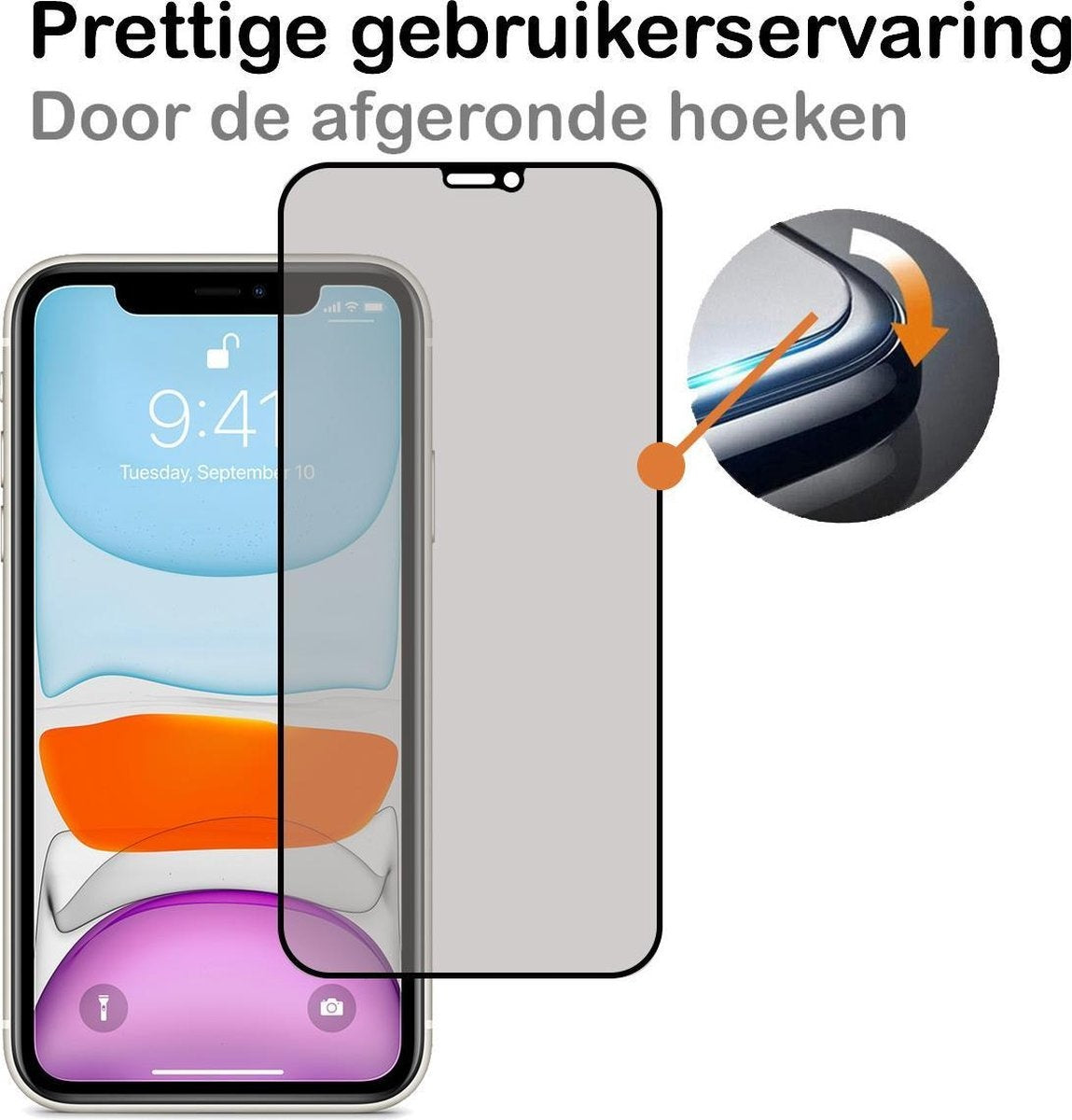 Gehard glazen privacy screenprotector voor iPhone Xs