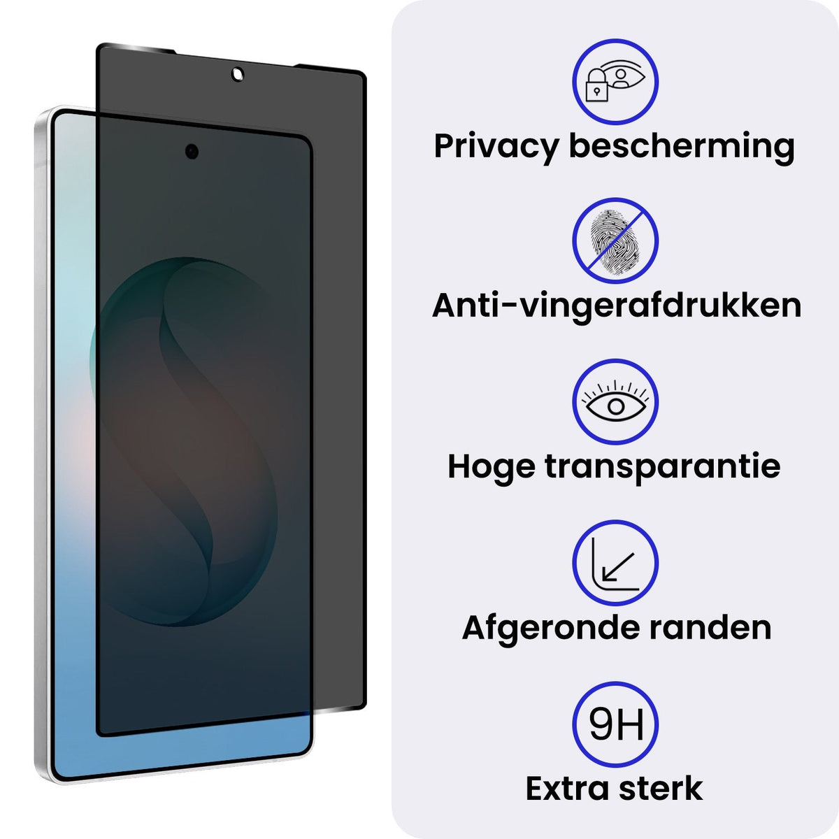Screenprotector van gehard glas met privacyfilter