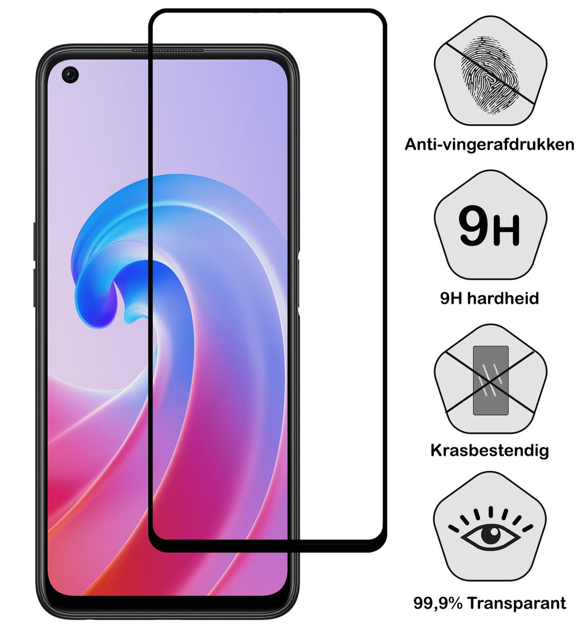 Screenprotector van gehard glas voor OPPO A96 met zwarte randen
