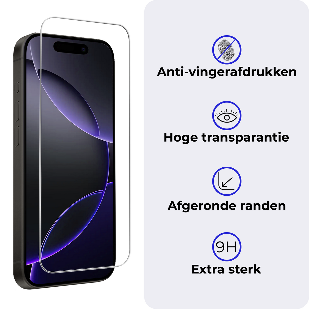 Gehard glazen screenprotector voor iPhone 16 Pro met installatieframe
