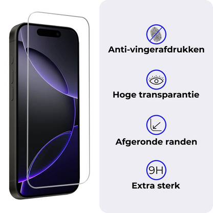 Gehard glazen screenprotector voor iPhone 16 Pro met installatieframe