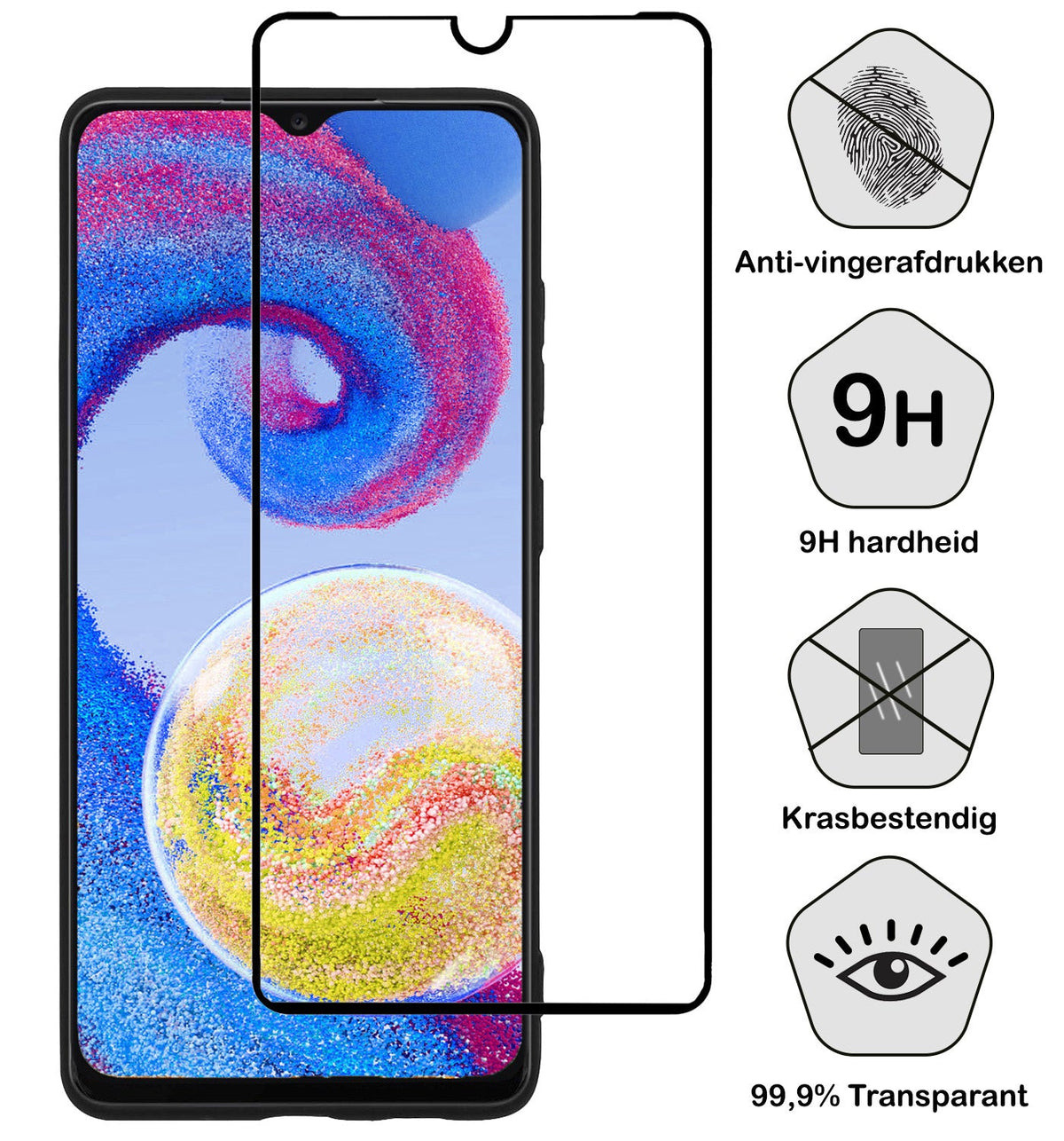 Full Screen Screenprotector Geschikt voor Samsung A04s
