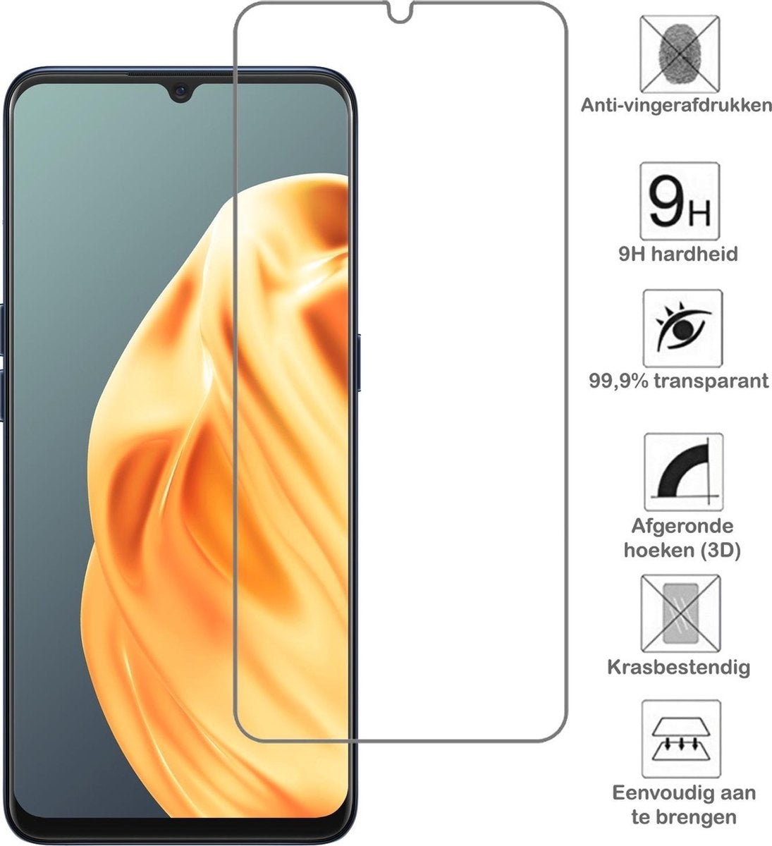 Gehard glazen screenprotector voor OPPO A91 met krasbescherming