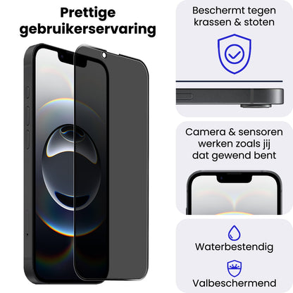 Glazen privacy screenprotector voor iPhone 16e met antikraslaag