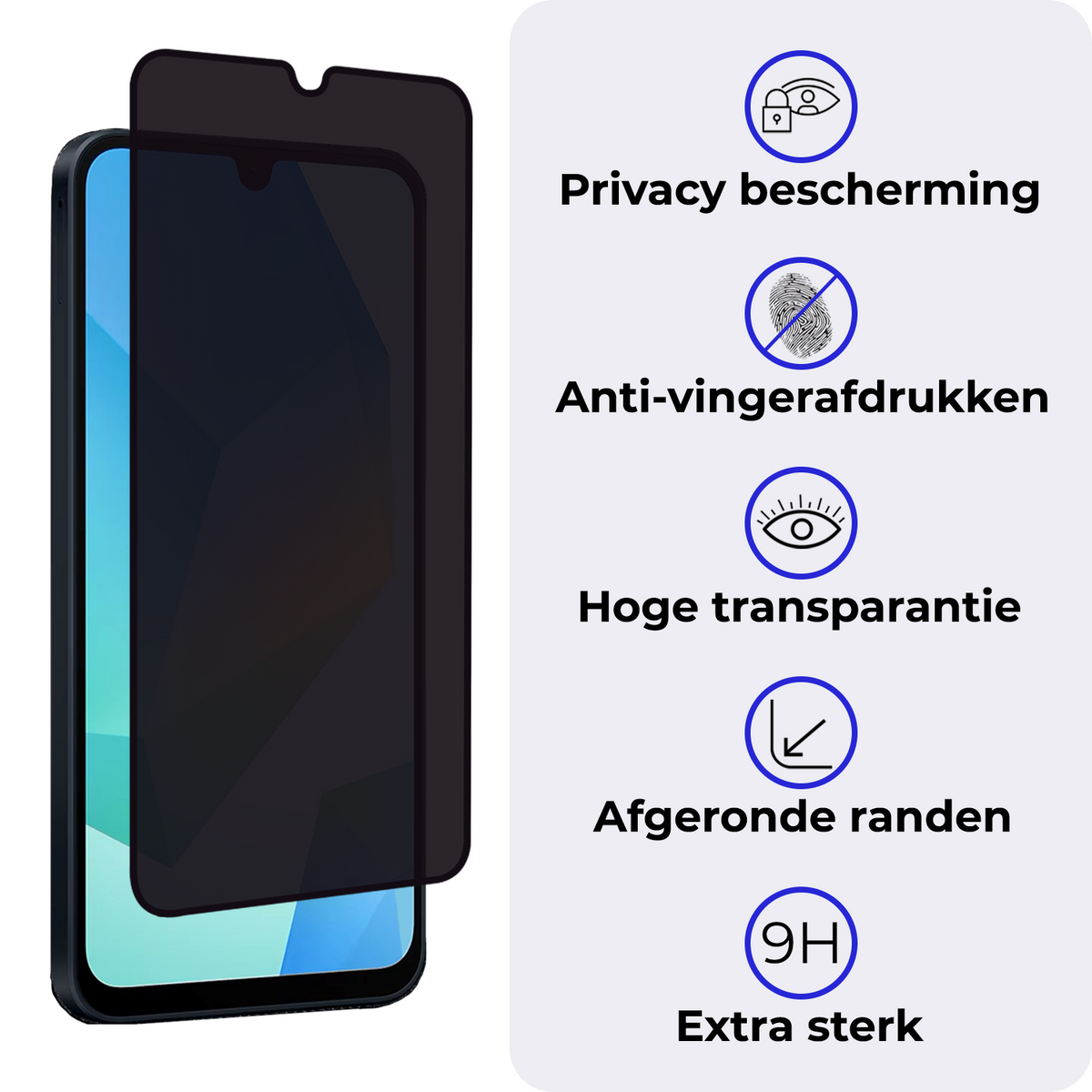 Privacy screenprotector van gehard glas voor Samsung Galaxy A16